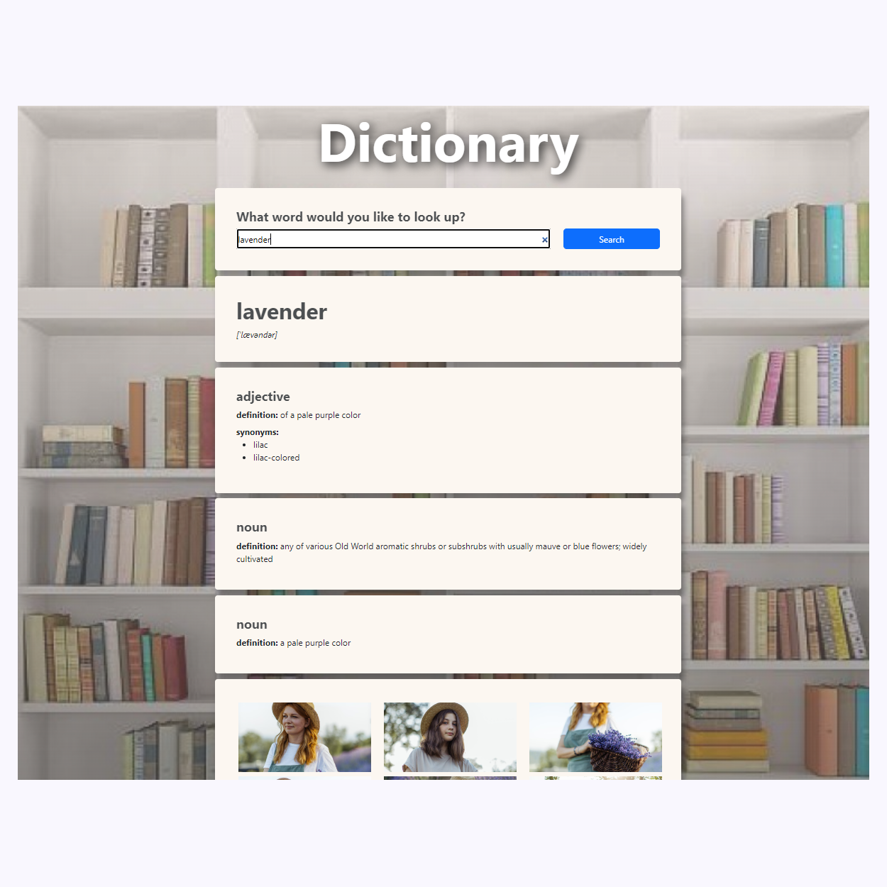 Dictionary app preview